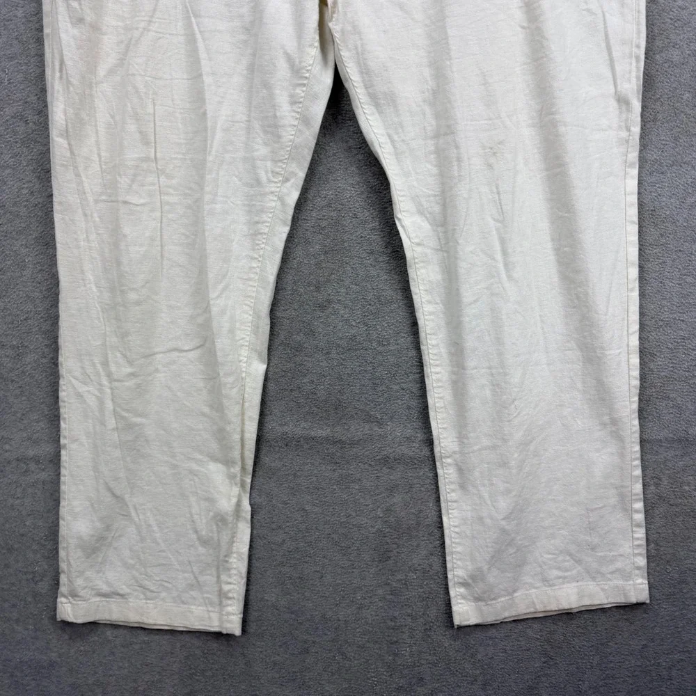 Onia Linen Blend Pants Mens 38x30‎ Cream Button Fly Straight Lounge Resort Beach